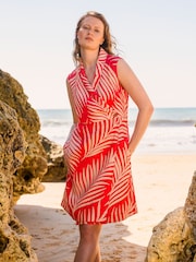 Celtic & Co. Orange Wrap 100% Linen Dress - Image 1 of 6