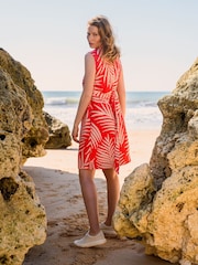 Celtic & Co. Orange Wrap 100% Linen Dress - Image 2 of 6