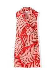 Celtic & Co. Orange Wrap 100% Linen Dress - Image 3 of 6