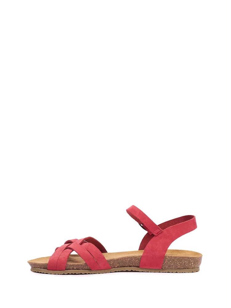 Vermelho - Celtic & Co.. Sandalsrasteiras com tiras múltiplas e bico aberto - Imagem 2 de 6