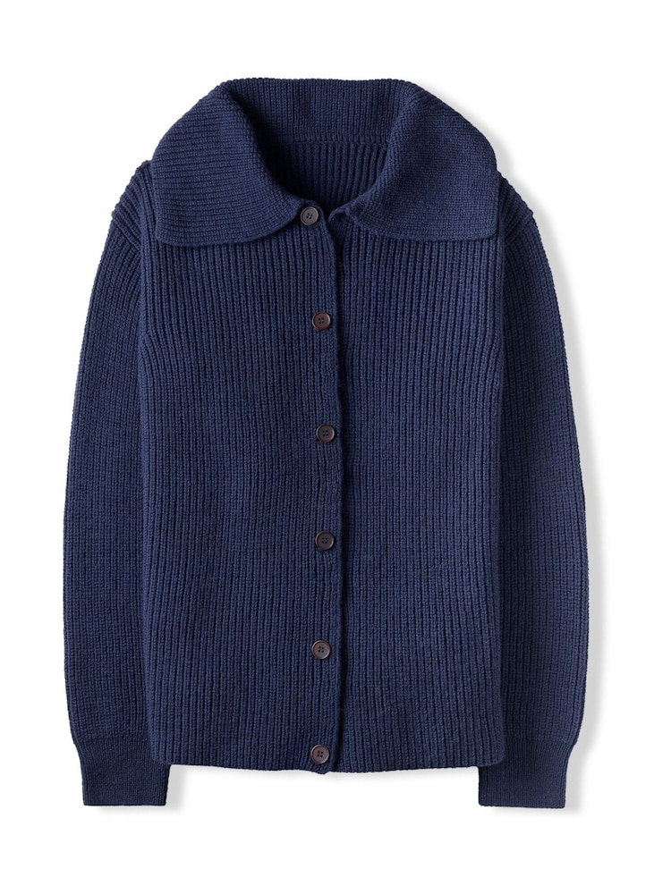 Celtic & Co. Blue Sailor Collar Longline Cardigan - Image 4 of 7