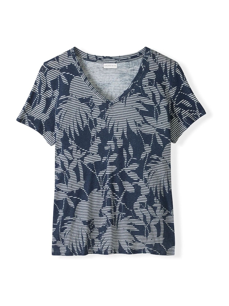 Celtic & Co. V-Neck Linen Blend T-Shirt - Image 5 of 5