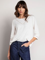 Celtic & Co. Natural Slub Trim Dtl Boat 100% Cotton Top - Image 1 of 6