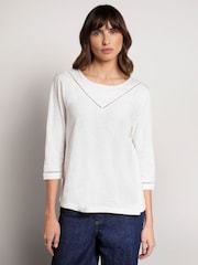 Celtic & Co. Natural Slub Trim Dtl Boat 100% Cotton Top - Image 3 of 6