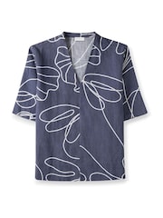 Celtic & Co. Half Sleeve V-Neck 100% Linen Tunic - Image 2 of 3