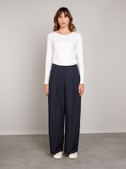 Celtic & Co. – drapierte Hose mit weitem Bein aus Leinenmischung, Blau - Bild 1 von 8