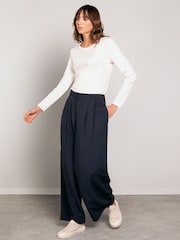 Celtic & Co. – drapierte Hose mit weitem Bein aus Leinenmischung, Blau - Bild 2 von 8