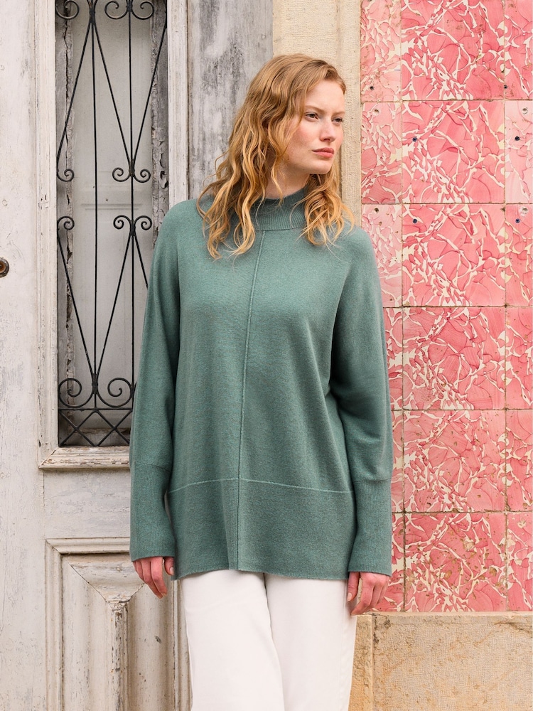 Celtic & Co. Blue Drape Funnel Neck Jumper - Image 2 of 6