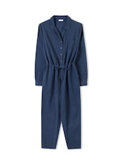 Celtic & Co. Blue Twill Long Sleeve 100% Cotton Jumpsuit - Imagen 3 de 6