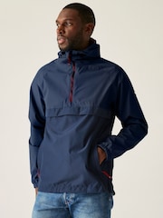 Regatta Blue Chrome Mens Tayan Over The Head Waterproof Jacket - Image 1 of 9