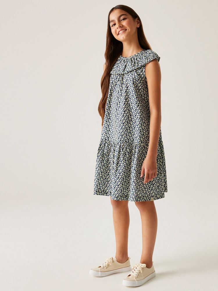 Regatta Blue Girls 100% Cotton Orla Kiely Playsuit - Image 2 of 7
