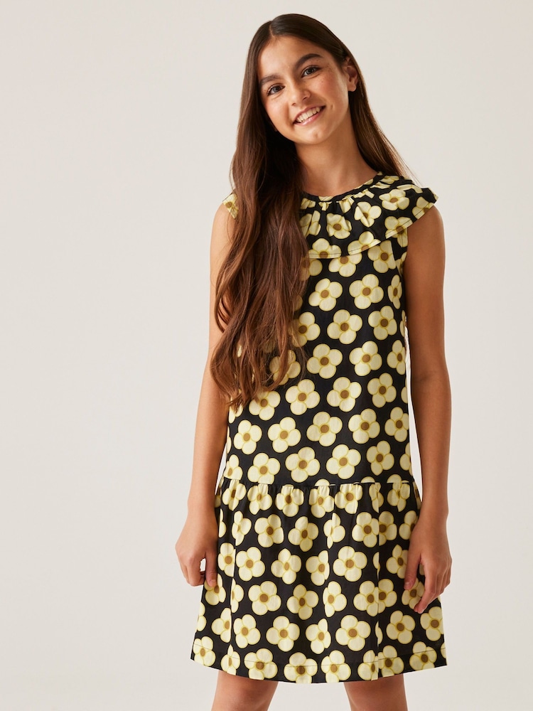 Regatta Black Yellow Girls 100% Cotton Orla Kiely Playsuit - Image 1 of 7