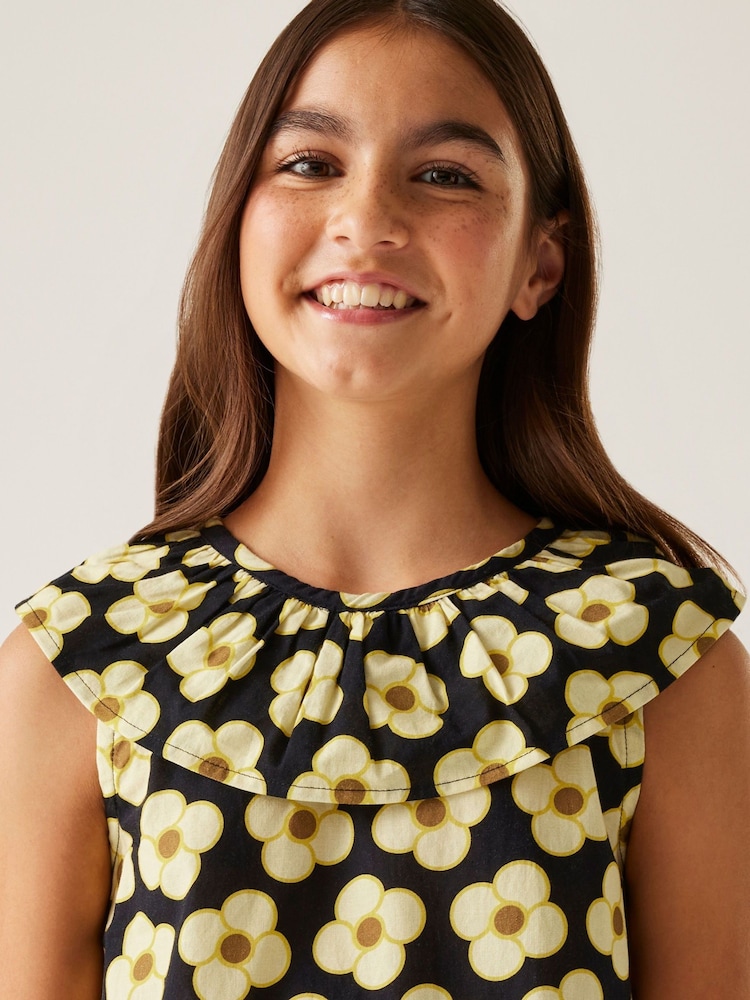 Regatta Black Yellow Girls 100% Cotton Orla Kiely Playsuit - Image 4 of 7