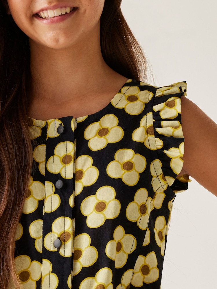 Regatta Black Girls 100% Cotton Orla Kiely Playsuit - Image 4 of 7