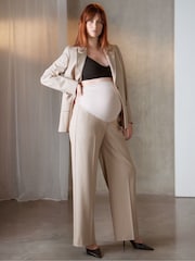Seraphine Maternity Natural Wide Leg Trousers - Image 2 of 4