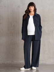 Seraphine Maternity Blue Pinstripe Shirt - Image 3 of 5