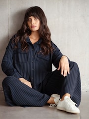 Seraphine Maternity Blue Pinstripe Shirt - Image 4 of 5
