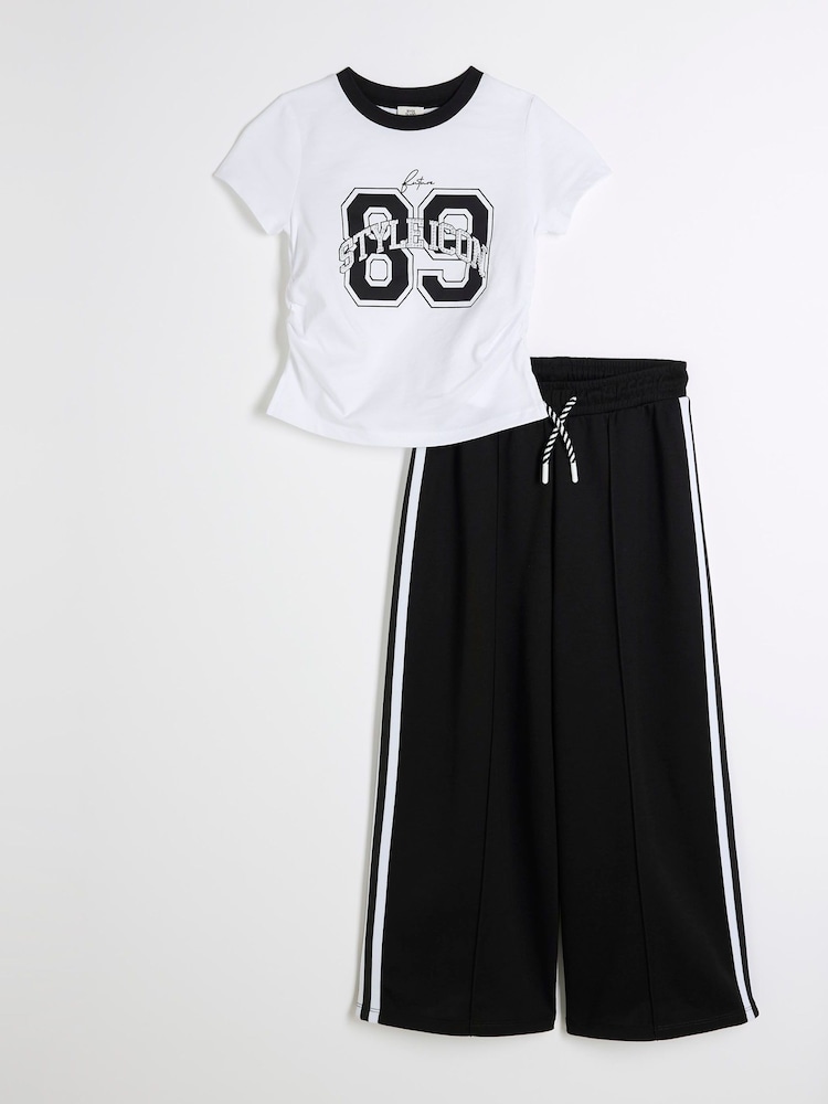 River Island Black Girls 100% Cotton Tracksuit Set - Image 1 of 5 River Island Black Girls 100% Cotton Tracksuit Set - Image 1 of 5