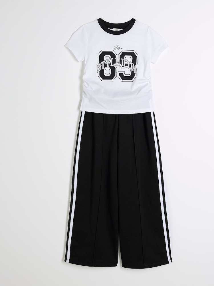 River Island Black Girls 100% Cotton Tracksuit Set - Image 2 of 5
