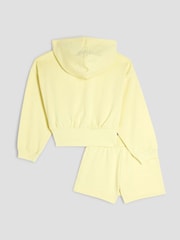 River Island Yellow Girls 100% Cotton Zip Hoodie and Shorts Set - Image 2 of 5