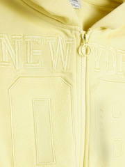 River Island Yellow Girls 100% Cotton Zip Hoodie and Shorts Set - Image 4 of 5