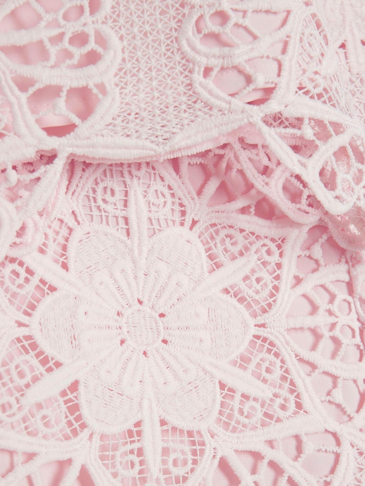 River Island Pink Girls Lace Top and Shorts Set - Image 5 of 5