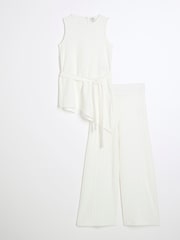 River Island White Girls Textured Tunic Top Set - Image 1 of 5