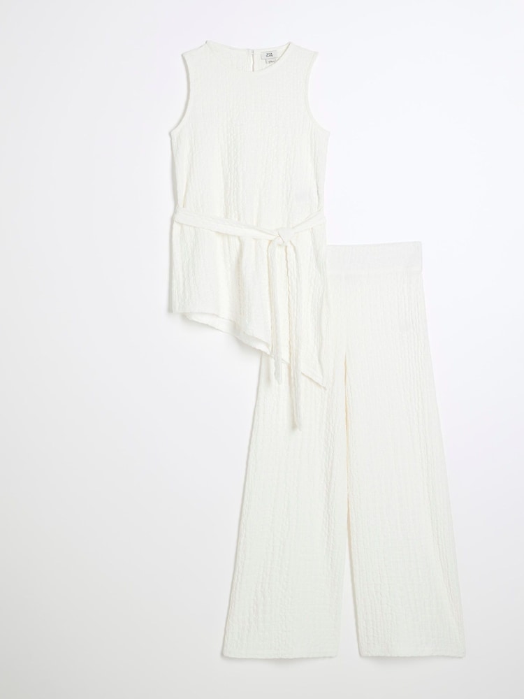 River Island White Girls Textured Tunic Top Set - Image 1 of 5 River Island White Girls Textured Tunic Top Set - Image 1 of 5
