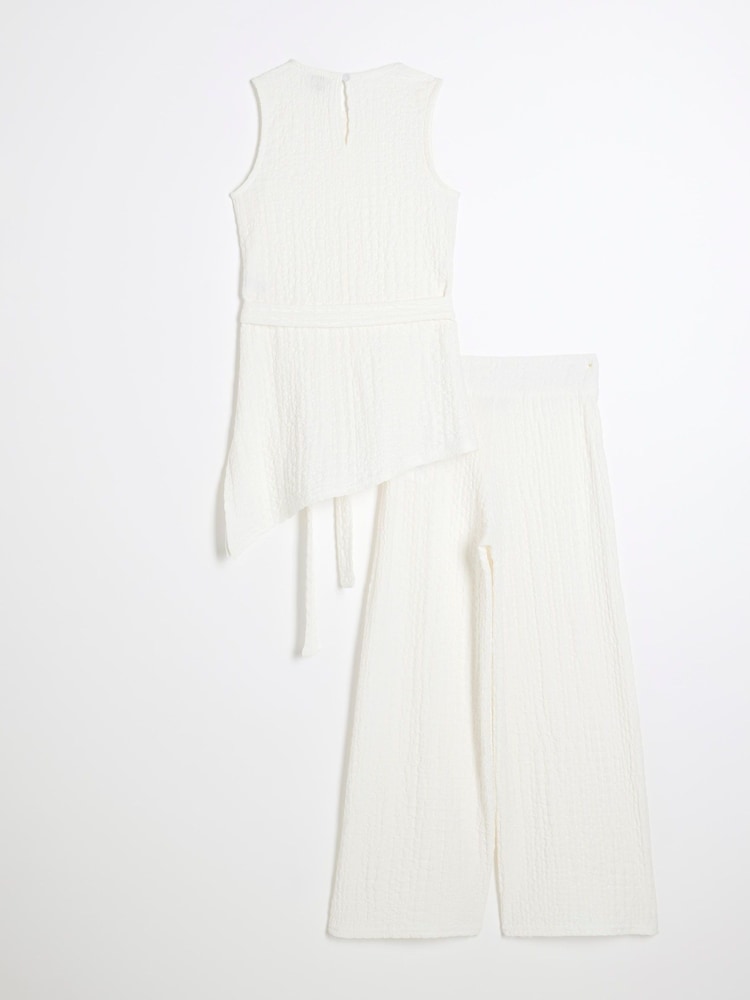 River Island White Girls Textured Tunic Top Set - Image 2 of 5 River Island White Girls Textured Tunic Top Set - Image 2 of 5