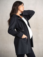 Seraphine Maternity Drawstring Waist Black Hoodie - Image 2 of 5