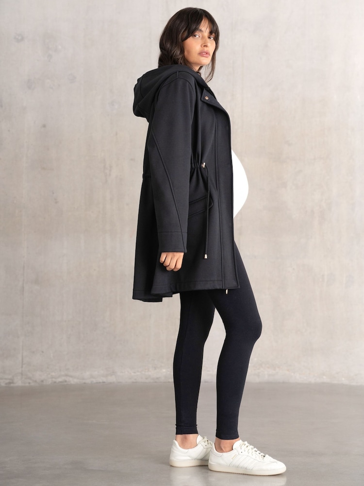Seraphine Maternity Drawstring Waist Black Hoodie - Image 3 of 5
