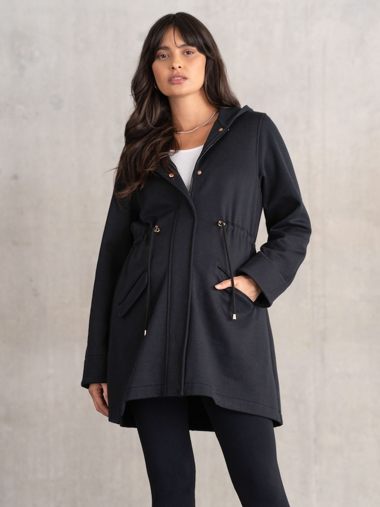 Seraphine Maternity Drawstring Waist Black Hoodie - Image 5 of 5