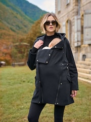 Seraphine Maternity Drawstring Waist Black Hoodie - Image 6 of 8