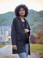 Seraphine Maternity Drawstring Waist Black Hoodie - Image 8 of 8