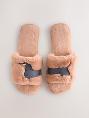 Peach Sausage Dog Faux Fur Slider Slippers - Image 1 of 7