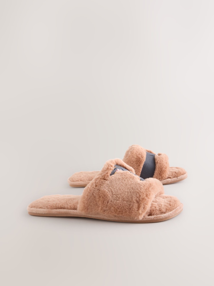 Peach Sausage Dog Faux Fur Slider Slippers - Image 2 of 7