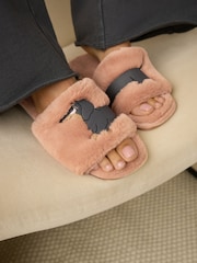 Peach Sausage Dog Faux Fur Slider Slippers - Image 6 of 7