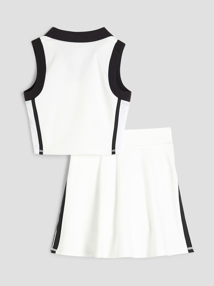 River Island White Girls 100% Cotton Active Cheer Skirt Set - Image 2 of 5
