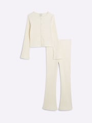 River Island Cream Girls Long Sleeve Cardigan Set - Image 1 of 5