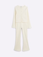 River Island Cream Girls Long Sleeve Cardigan Set - Image 2 of 5