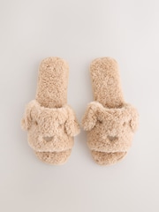 Brown Cockapoo Faux Fur Slider Slippers - Image 4 of 8