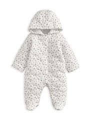 Mamas & Papas Pink Floral Print Quilted Pramsuit - Image 2 of 2
