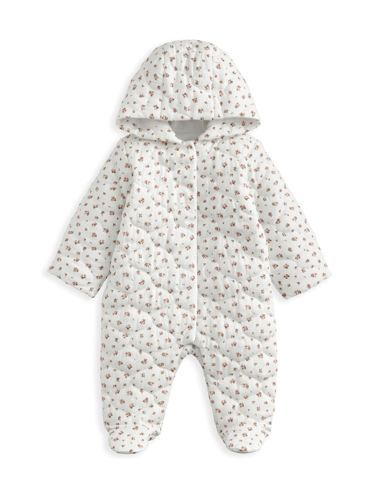 Mamas & Papas Pink Floral Print Quilted Pramsuit - Image 2 of 2