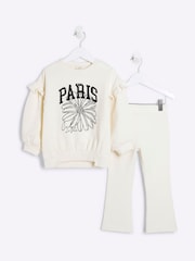 River Island Cream Girls Paris Flower Sweater Set - Image 1 of 5