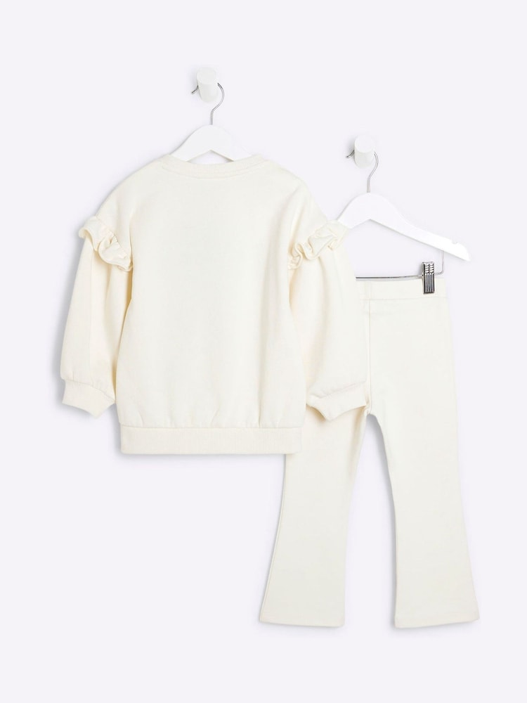 River Island Cream Girls Paris Flower Sweater Set - Image 2 of 5