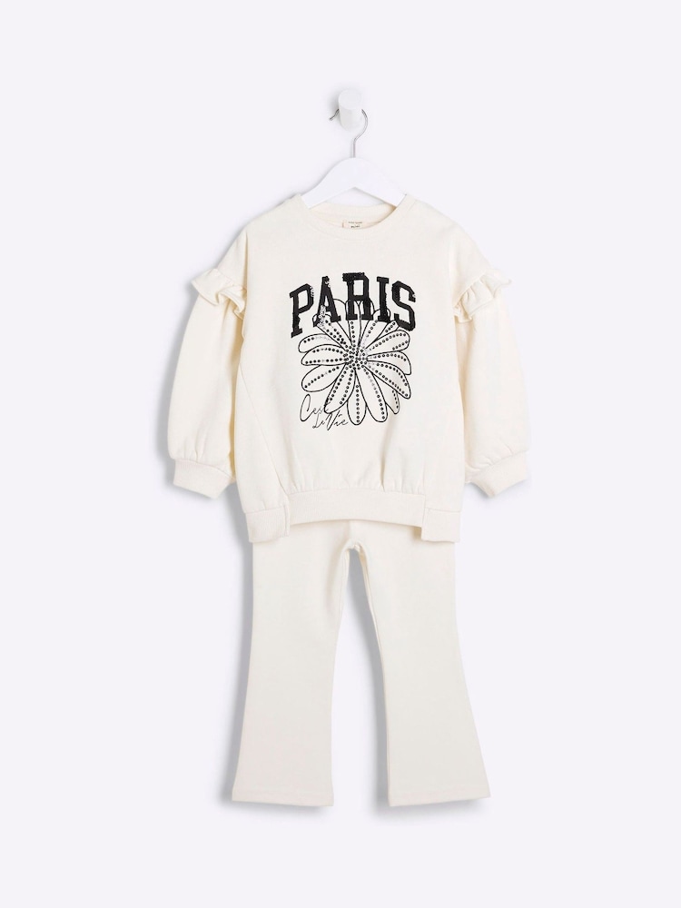 River Island Cream Paris Flower Sweater Set - Image 3 of 5