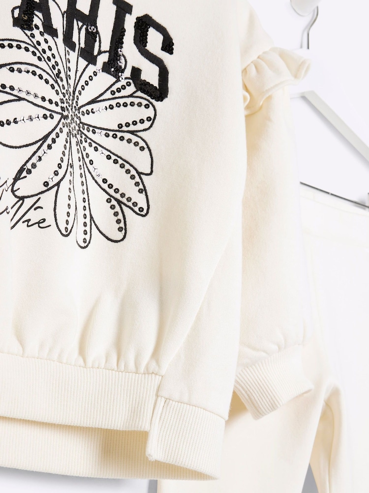 River Island Cream Paris Flower Sweater Set - Image 4 of 5
