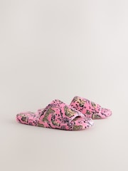 Pink Leopard Plush Slider Slippers - Image 2 of 5