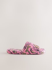 Pink Leopard Plush Slider Slippers - Image 3 of 5