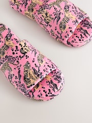 Pink Leopard Plush Slider Slippers - Image 4 of 5
